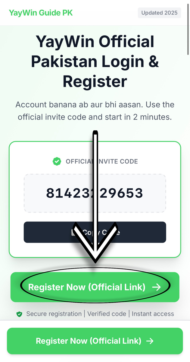 Register Step 1 - Click Official Link